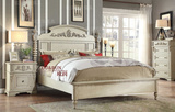 新古典欧式实木雕花双人床 法式复古仿古白卧室别墅家具定制