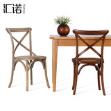 复古实木椅子实木餐椅北欧简约美式餐桌椅交叉背叉椅酒店咖啡厅椅