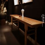 现代新中式平头案简约古典玄关桌实木供桌老榆木条案明清仿古家具