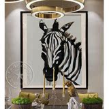现代印象画手绘创意动物画斑马装饰画客厅卧室玄关抽象动物油画