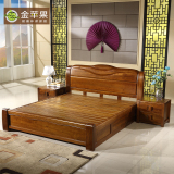 实木家具储物高箱床胡桃木纯原木床1.5 1.8米双人床高端黑胡桃床