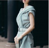 2016韩国代购夏装新款女装名媛气质优雅修身性感雪纺淑女连衣裙子