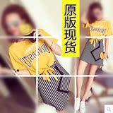 小银子2016夏季新款女装时尚韩范字母印花上衣宽松短袖T恤潮T5566
