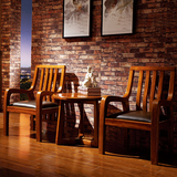 新中式楠木休闲茶桌椅 现代简约全实木靠背椅 家用阳台仿古椅组合