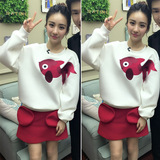 秋冬季新款韩版学生女装宽松刺绣卫衣半身裙子明星同款两件套装潮