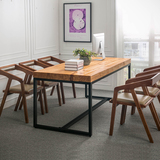 复古美式铁艺实木餐桌椅组合子原长方形书电脑办公西餐厅现代简约