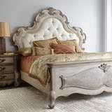 美式乡村实木双人床法式复古做旧雕花婚床现代软包单双人床定制