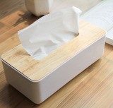 创意高档抽纸巾盒创意餐巾纸抽盒北欧式客厅车用简约橡木制盖子