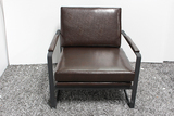 不锈钢休闲椅 现代黑色皮革沙发椅 样板房客厅 时尚单人沙发