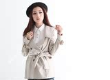 韩国风韩版春秋装新款女装双排扣长袖纯色修身通勤短款风衣外套