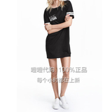 HM H＆M女装上海代购正品宽松中长款BF风条纹英文字母印花短袖T恤