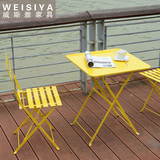 花园阳台户外折叠桌椅三件套铁艺酒吧咖啡厅休闲露台桌椅组合