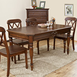 美式实木餐桌椅组合简约餐桌椅现代整装小户型饭桌欧式长方形餐桌