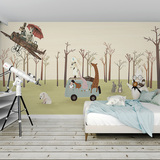 儿童房卧室壁纸 无缝3d立体动漫卡通儿童3d大型壁画 遨游遐想墙纸