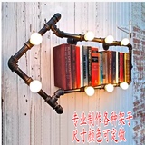 美式复古怀旧客厅书房咖啡厅餐厅铁艺Loft书架箭头创意水管壁灯