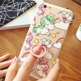 韩可爱独角兽iphone6s手机壳苹果6plus指环支架4.7全包软胶保护套