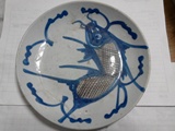 清代青花釉里红鲤鱼盘子年年有余老瓷器古董保真包老直径20.5厘米