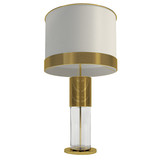 简约现代时尚金属白色圆形灯罩玻璃圆柱金属电镀台灯灯具灯饰