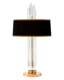 金属电镀金色高档创意现代水晶台灯黑色圆形灯罩设计师台灯