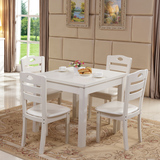 实木餐桌椅组合白色小方桌4人正方形餐台小户型橡胶木四方桌简约