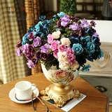 欧式复古客厅餐桌家居装饰工艺品陶艺仿真干花瓶花器插美式摆件