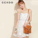 CCDD2016夏装新款韩版修身圆领碎花提花连衣裙14-2-K034专柜正品