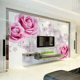 5d客厅电视背景墙纸欧式3d立体浮雕壁纸玫瑰无缝墙画墙壁布