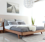 北欧实木床小户型双人布艺床现代简约宜家布床软包床卧室橡木特价