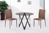 黑色休闲咖啡台玻璃洽谈桌椅组合简约现代金属波浪客厅欧式小圆桌