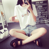 夏季韩版学生闺蜜新款女装甜美可爱猴子刺绣短袖t恤女宽松上衣服