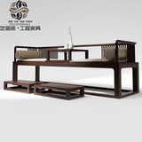 新中式实木沙发客厅简约三人沙发组合现代中式老榆木沙发免漆家具