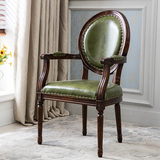 美式餐椅欧式餐桌椅 胡桃色餐椅扶手椅橡木做旧椅子