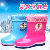 冬季加棉儿童雨鞋男童女童卡通雨靴宝宝水鞋中童小童防滑胶鞋包邮