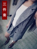 2016夏装新款西装套装休闲韩版无袖棉麻马甲雪纺背心短裤三件套女