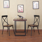 美式复古小方桌实木铁艺咖啡桌椅组合西餐厅餐桌休闲简约吧台桌子