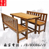 户外实木碳化防腐桌椅组合咖啡店餐厅饭馆实木桌椅套件酒吧桌椅