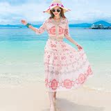夏两件套雪纺长裙露脐套装裙显瘦半身裙女波西米亚海边度假沙滩裙