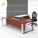 高档不锈钢老板桌钢木结合办公桌椅组合板式大班台时尚经理桌