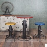 LOFT美式复古铁艺吧台桌椅创意实木吧台桌椅可升降咖啡厅休闲桌椅