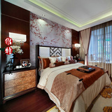 新中式床现代中式实木双人床样板房卧室双人床简约布艺婚床公主床