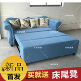 新款多功能推拉沙发床美式欧式折叠沙发床高档绒布拉扣两用沙发床