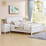 简美式白色全实木床1.81.5米橡木家具双人床现代简约小户型成人床