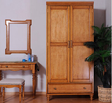 美式简约乡村全实木两门衣柜 美式复古做旧原木整体衣柜家具定做