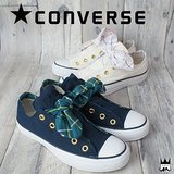 正品日本代购Converse/匡威格纹蝴蝶结帆布鞋 女鞋 可亲子