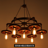 美式复古工业风铁艺多头吊灯具创意酒吧服装店咖啡厅木头齿轮灯饰