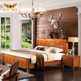 现代中式全实木床卧室1.8米双人床橡胶橡木婚床简约公主床