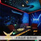 3D蓝色科技电路板壁纸科幻空间主题墙纸个性KTV酒吧网吧大型壁画