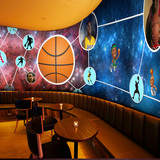 3d篮球NBA足球明星大型壁画运动场健身房体育馆酒吧壁纸主题墙纸