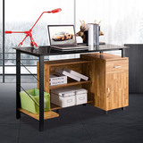 多功能电脑桌台式钢化玻璃书桌书柜组合简约现代办公桌家用桌子