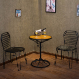 美式铁艺实木餐桌椅组合酒吧咖啡厅奶茶休闲甜品店小户型2人桌椅